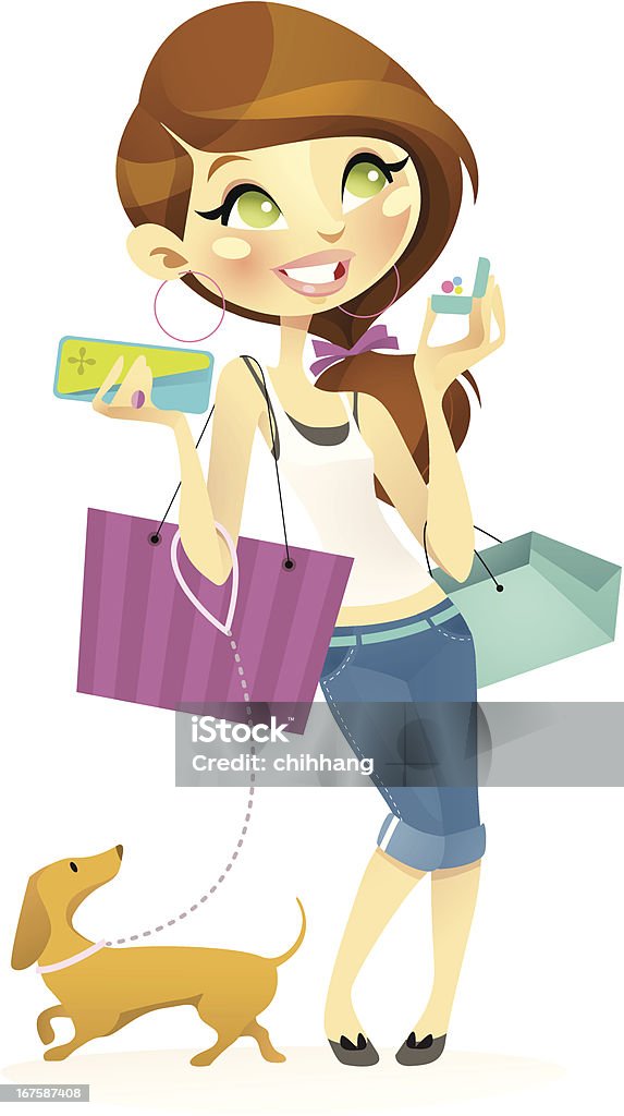 Accro du shopping (Brunette - clipart vectoriel de Personnalité atypique libre de droits