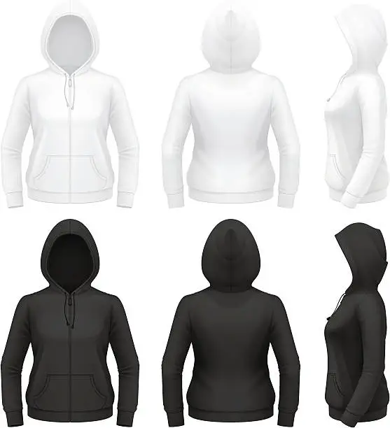 Vector illustration of Women's zip hoodie with pockets