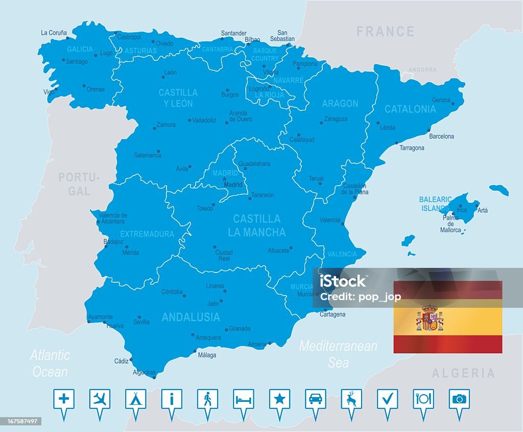 Mapa de España-altamente detallados - arte vectorial de Mapa libre de derechos