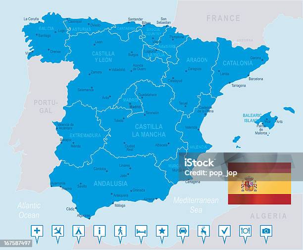 Ilustración de Mapa De Españaaltamente Detallados y más Vectores Libres de Derechos de Mapa - Mapa, Comunidad Autónoma del País Vasco, España