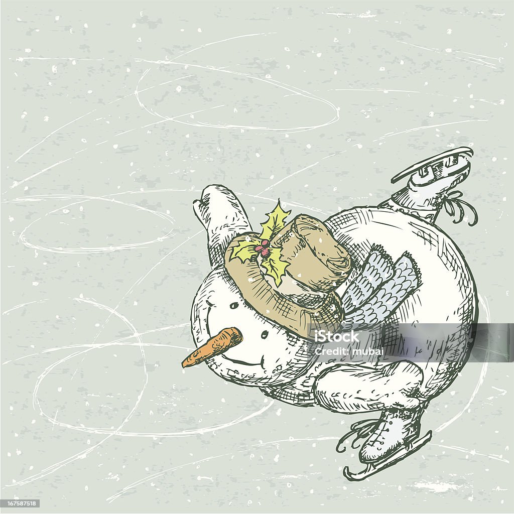 Boneco de neve de skateboarding - Royalty-free Cartão de Saudações arte vetorial