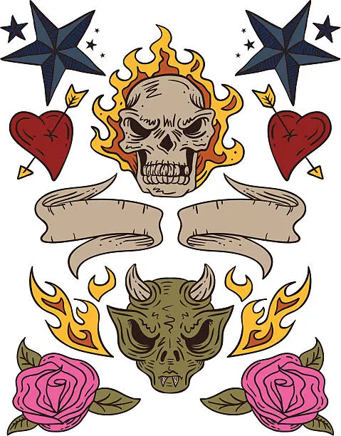 Vector illustration of Tattoo Elements