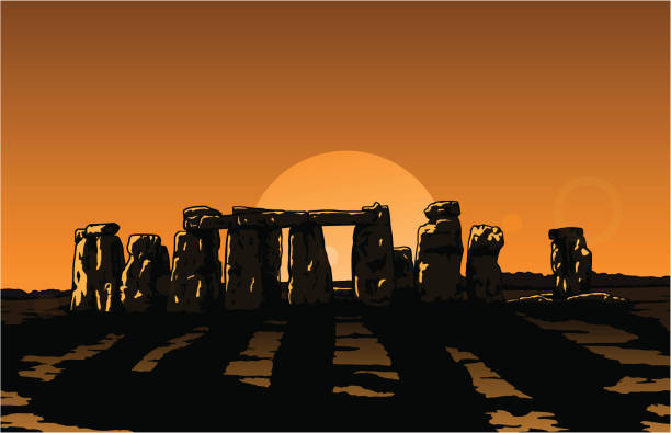 illustrazioni stock, clip art, cartoni animati e icone di tendenza di stonehenge sole - stonehenge ancient civilization religion archaeology