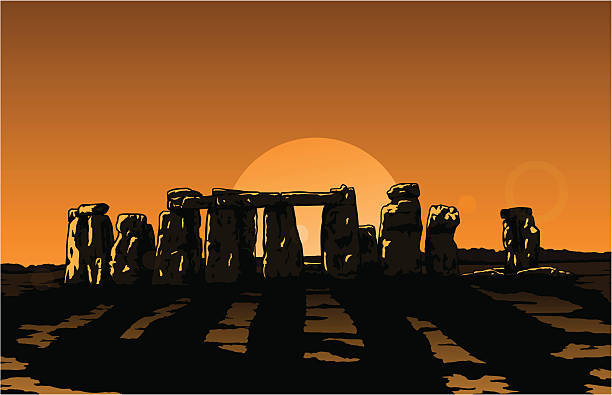 stonehenge sun - stonehenge ancient civilization religion archaeology stock illustrations