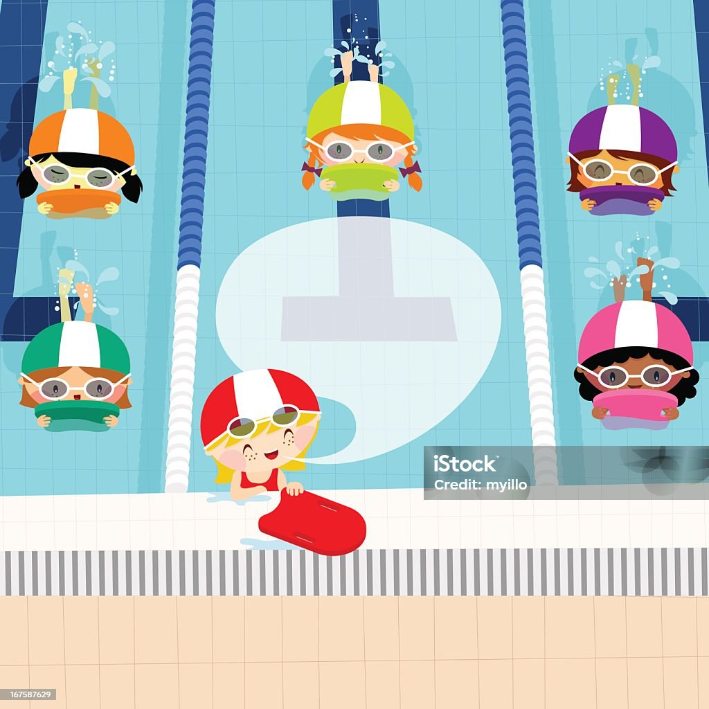 Lekcje pływania dla dziewczyn - Grafika wektorowa royalty-free (Pływać)