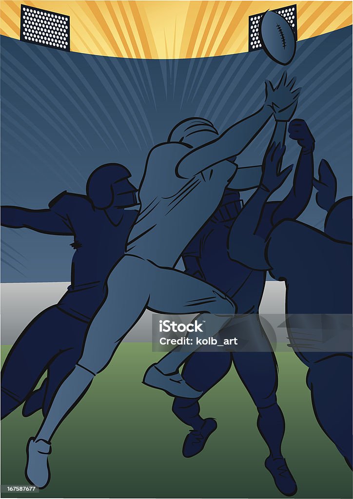 American football scene - Receiver catching Illustration of a receiver catching the ball to score a touchdown. One of a series. American Football - Ball stock vector
