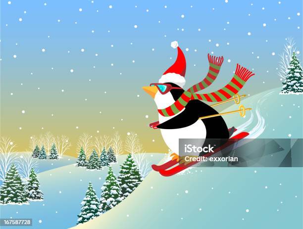 Snow Skiing Penguin Stock Illustration - Download Image Now - Penguin, Christmas, Scarf