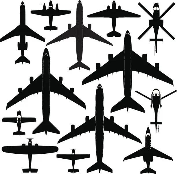 Vector illustration of Commercial Aircrafts