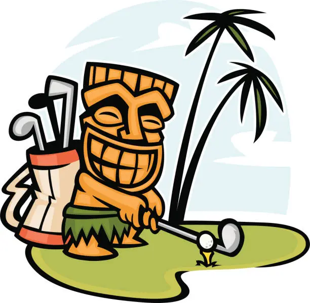 Vector illustration of golfing tiki