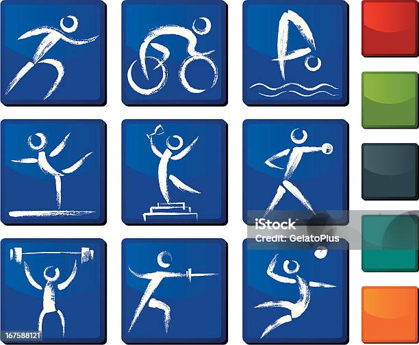 Sports Icon Set Stock Illustration - Download Image Now - Activity, Anaerobic Exercise, Athlete