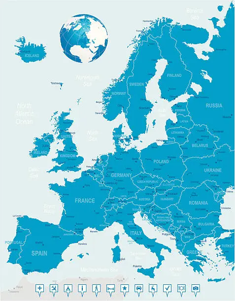 Vector illustration of Europe - highly detailed map