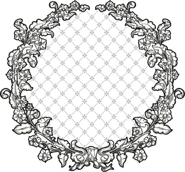 illustrazioni stock, clip art, cartoni animati e icone di tendenza di corona di fiori - victorian style frame picture frame wreath