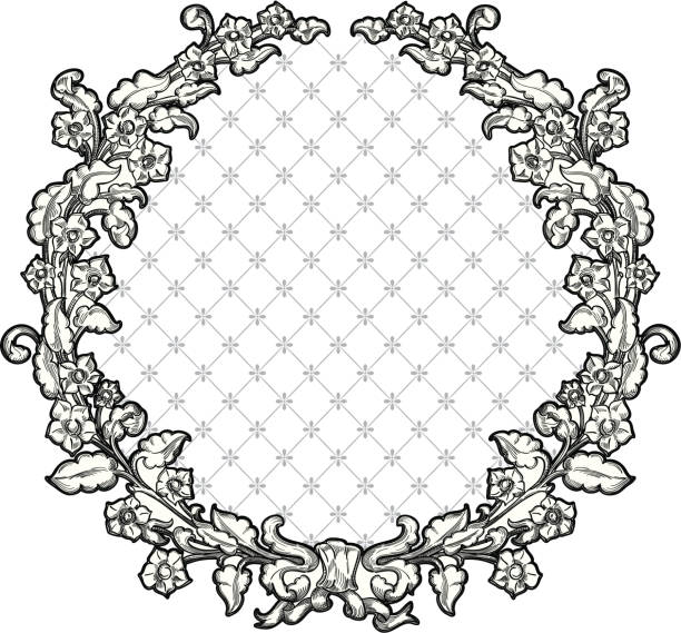 ilustrações, clipart, desenhos animados e ícones de coroa de flores - victorian style frame picture frame wreath