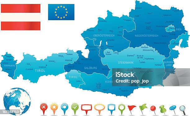 Österreich Sehr Detaillierte Karte Anzeigen Stock Vektor Art und mehr Bilder von Auseinander - Auseinander, Blau, Bundesland Tirol
