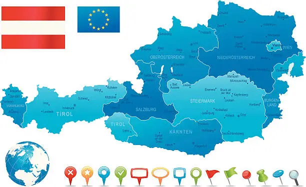 Vector illustration of Austria - highly detailed map