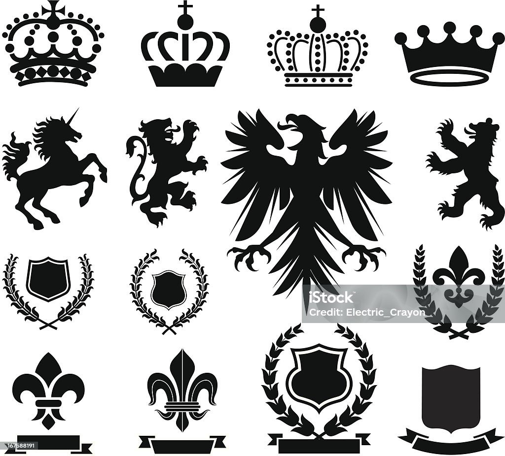 Heraldry Ornaments Set of heraldry ornaments. Lion Rampant stock vector