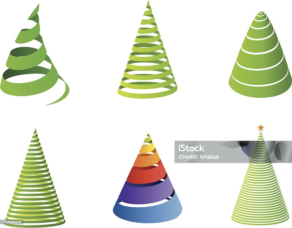 Christmas tree | symbols Collection of striped Christmas tree (graphic design elements). Abstract stock vector