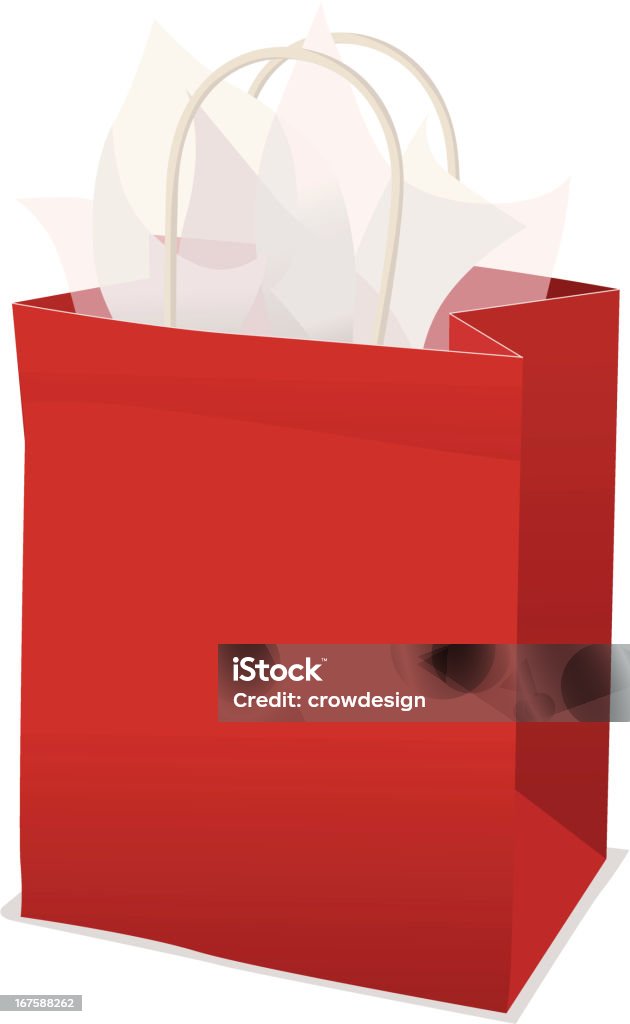 Sac-cadeau rouge avec du papier de soie - clipart vectoriel de Sac de goodies libre de droits