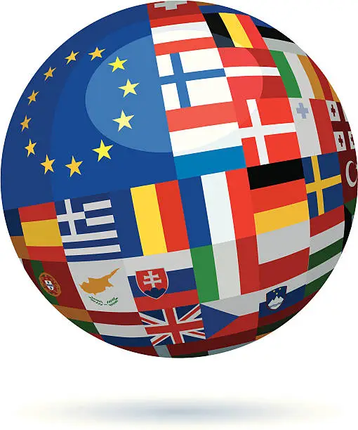 Vector illustration of european union flags sphere