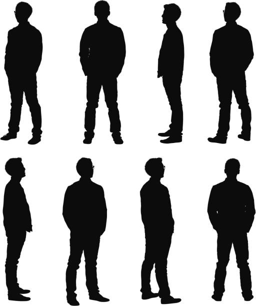Multiple images of a man Multiple images of a man people silhouette standing casual stock illustrations