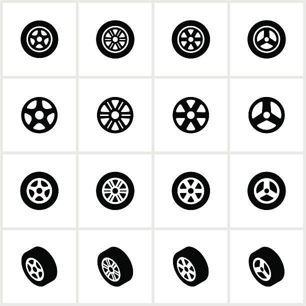 tire and rim symbole - wheel stock-grafiken, -clipart, -cartoons und -symbole