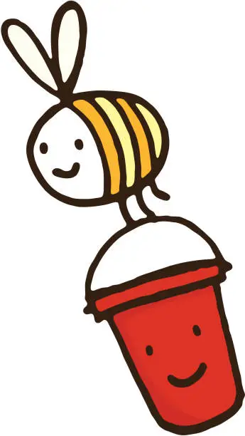 Vector illustration of Bee carrying a bucket