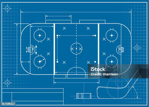 Hockey Blueprint Stock Illustration - Download Image Now - Hockey, Blueprint, Vector