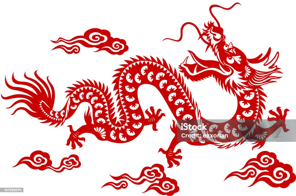 Chinese Dragon Paper-cut Art Chinese dragon paper-cut art Chinese Dragon stock vector