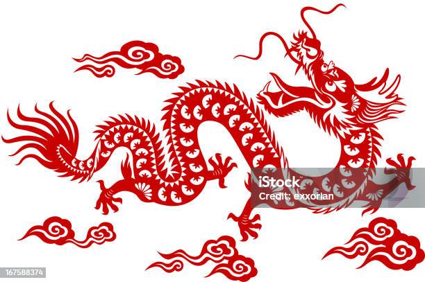 Chinese Dragon Papercut Art Stock Illustration - Download Image Now - Chinese Dragon, Dragon, Chinese Culture