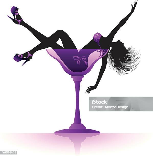 Woman Sitting In Champagne Glass Stock Illustration - Download Image Now - Sensuality, Sex Symbol, Bikini