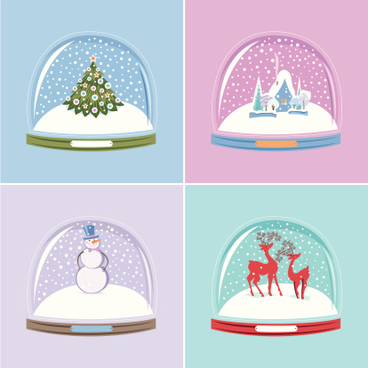 Set of Snow Globes. Christmas time. Vector.