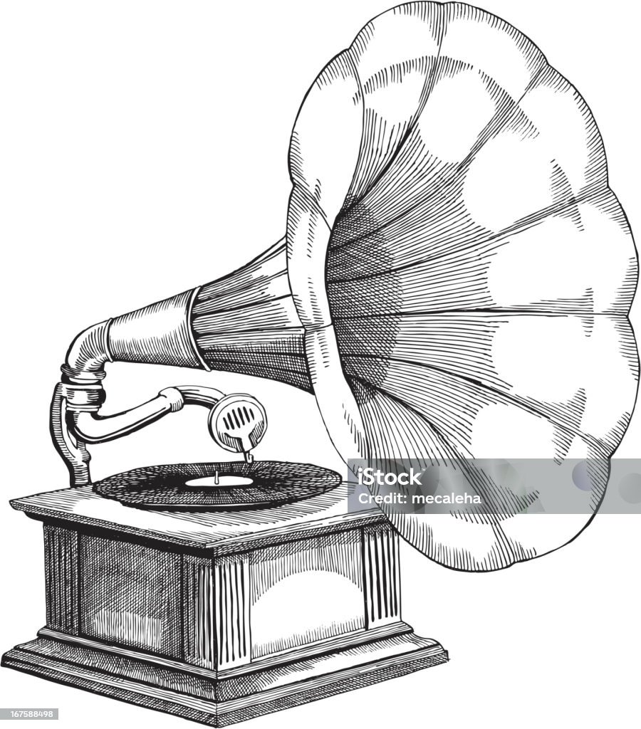 Gramophone - clipart vectoriel de D'autrefois libre de droits