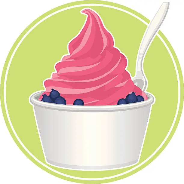 Vector illustration of pink frozen yogurt