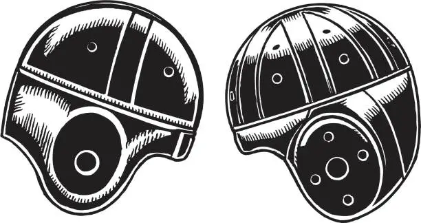 Vector illustration of Football Helmets - Old 1940's Style