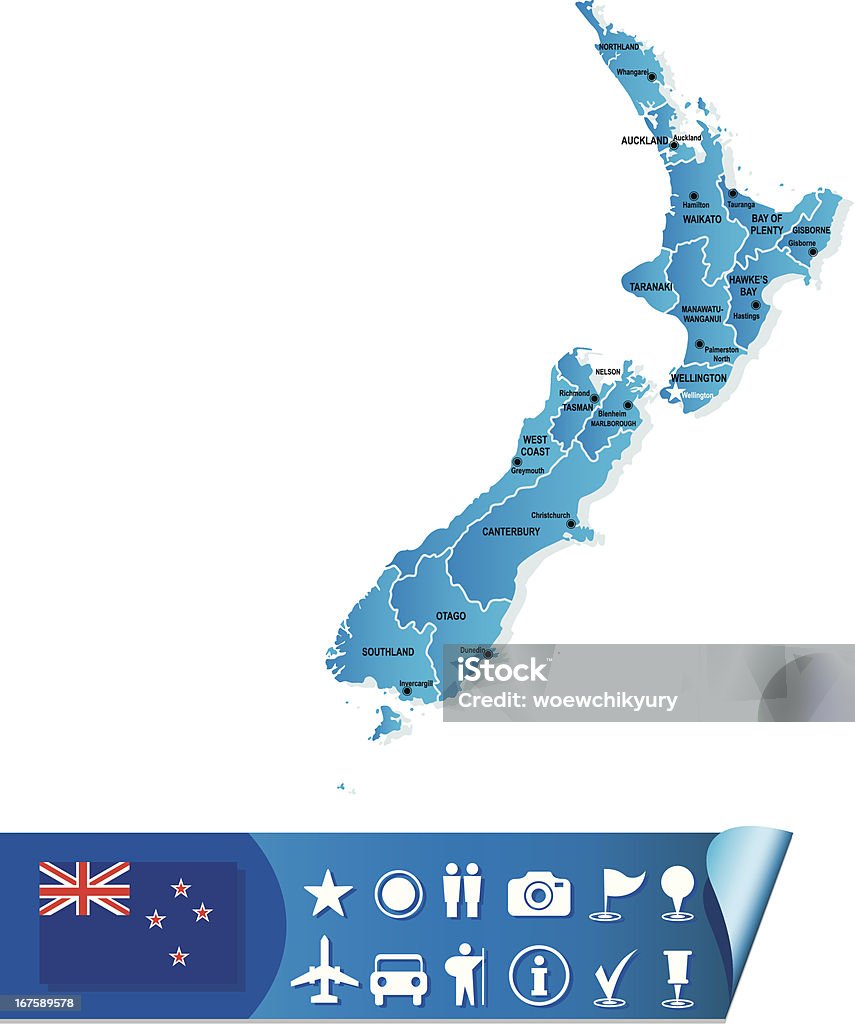 Новая Зеландия карта - Векторная графика Карта роялти-фри
