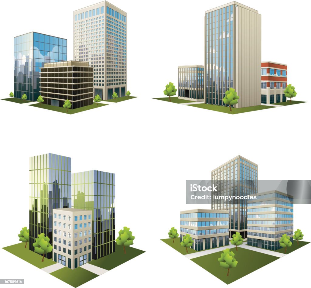 Office Park Symbole - Lizenzfrei Bürogebäude Vektorgrafik