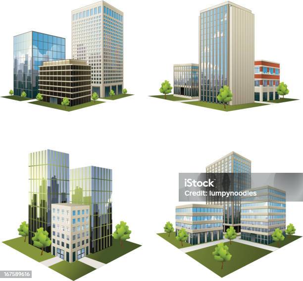 Office Park Symbole Stock Vektor Art und mehr Bilder von Bürogebäude - Bürogebäude, Außenaufnahme von Gebäuden, Glas