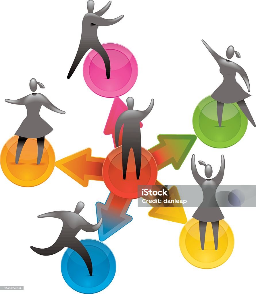 Team Management Vectored men and women in a managed team. Global colour used throughout. This format can be blown up to any size. Arrow Symbol stock vector
