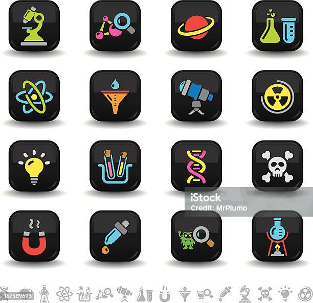 Ilustración de Iconos De La Ciencia Serie Bbton y más Vectores Libres de Derechos de Ciencia - Ciencia, Electrón, Elemento de diseño