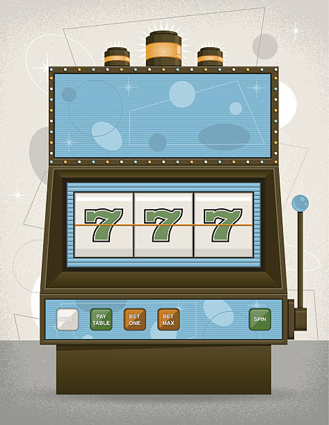Illustration of triple 7's in a vintage slot machine vector art illustration