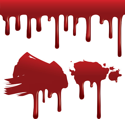 Realistic vector illustration of dripping blood. This file can be used seamlessly. Gradient Mesh used. Includes an EPS8, a hi res JPG, and a hi res transparent PNG.