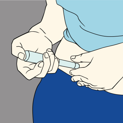 Vector File of Hands trying to Shoot Insulin in to The Body