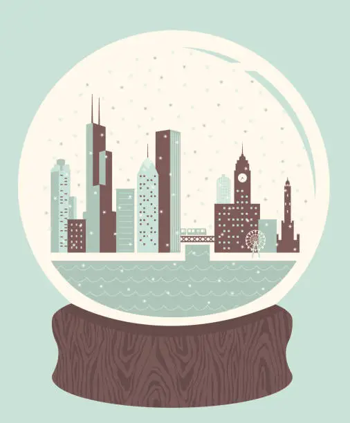 Vector illustration of Snow Globe Chicago