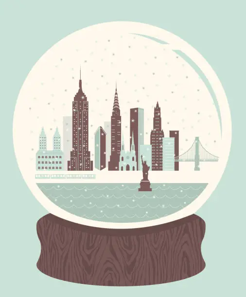 Vector illustration of Snow Globe NYC