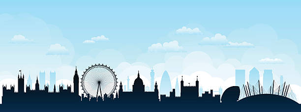 londyn (budynki są szczegółowe, ruchome i pełnoporcjowe - canary wharf london england docklands skyline stock illustrations