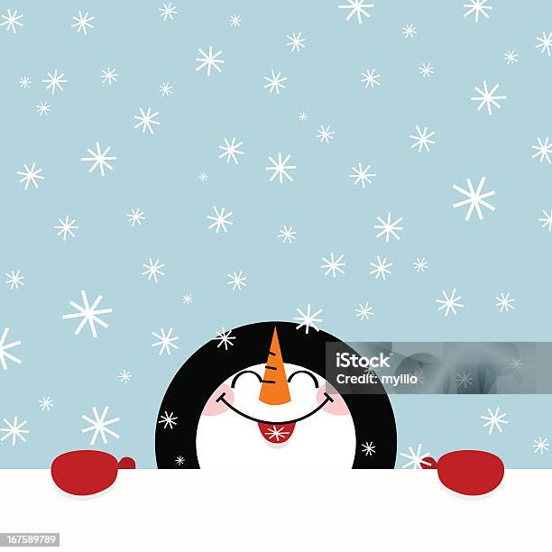 Let It Snow Snowman Happy Illustration Vector Winter Cute Stock Illustration - Download Image Now