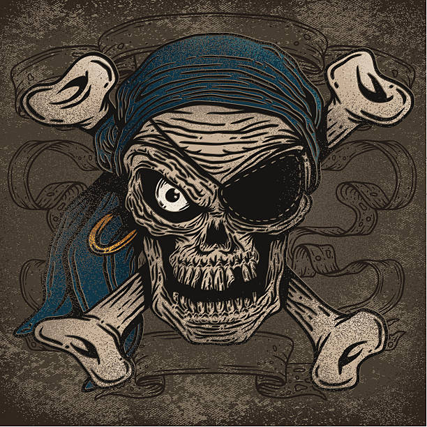 Crossbones Pirate Skull vector art illustration