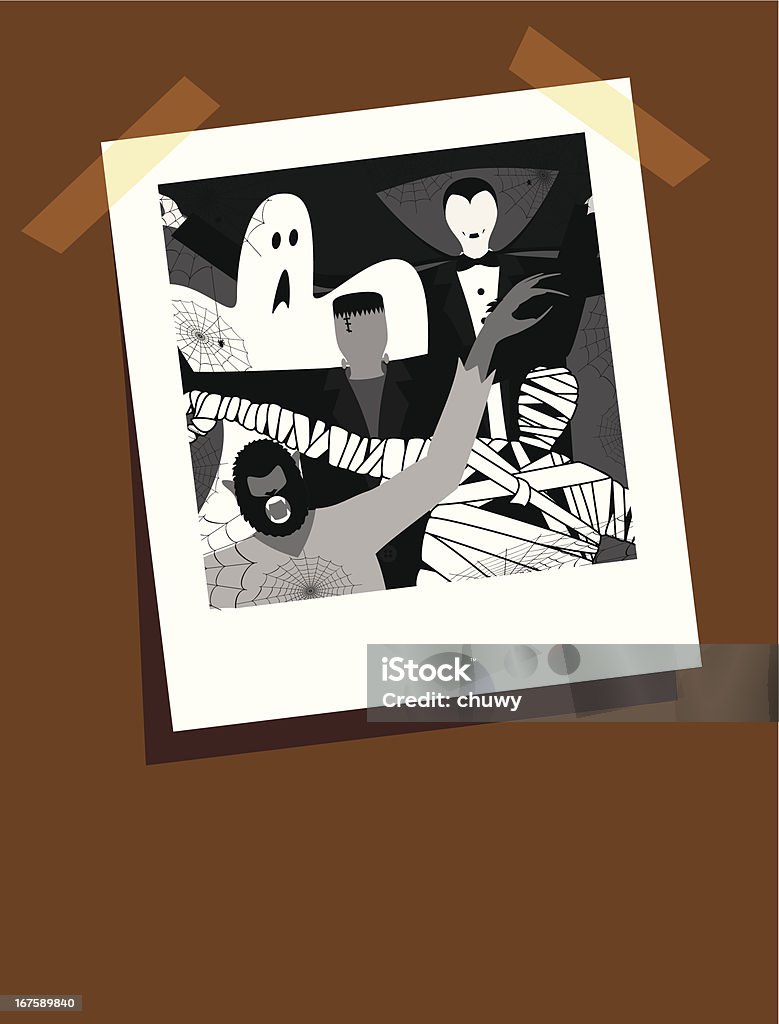 Halloween family portrait Halloween monsters portrait with copy space at the bottom. Note: elements grouped independently. Instant Print Transfer stock vector