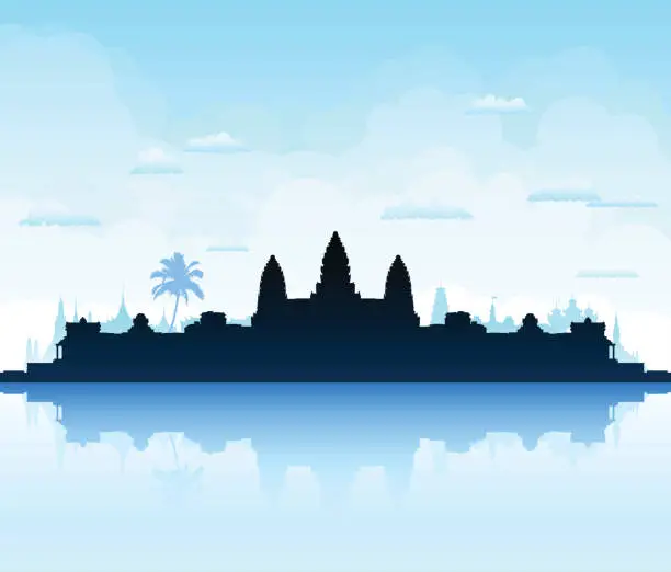 Vector illustration of Angkor Wat, Cambodia