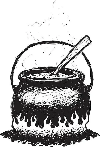 Vector illustration of sketchy chili pot